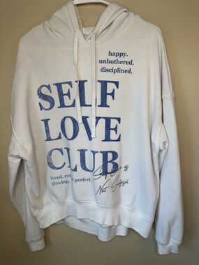White 'Self Love Club' Graphic Hoodie